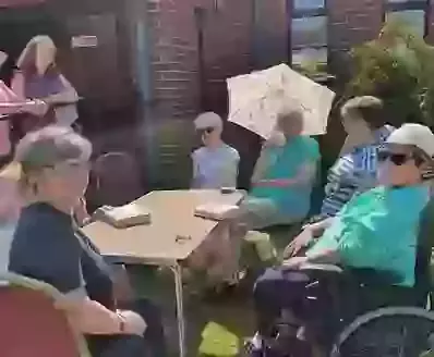 Book club moved outside to enjoy the sunshine